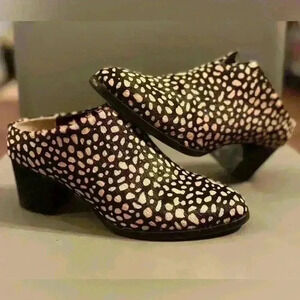 Poppy Barley Reverse Spot Calf Hair Heeled Mule Size 9.5